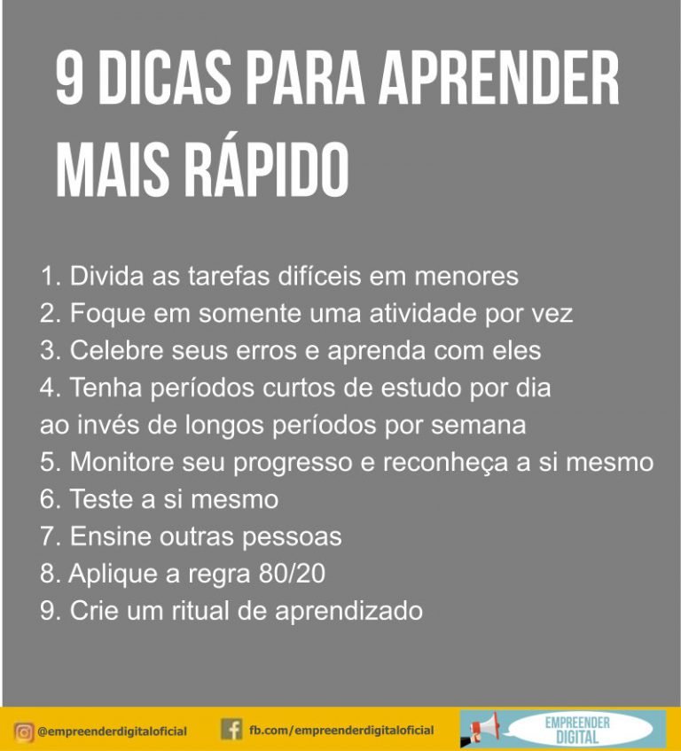 9 dicas para aprender tudo 10x mais rápido Empreender Digital